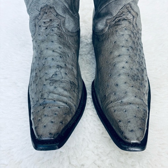 Minerva Genuine Ostrich Leather Gray Western Cowboys boots Size 8.5 - Picture 5 of 16